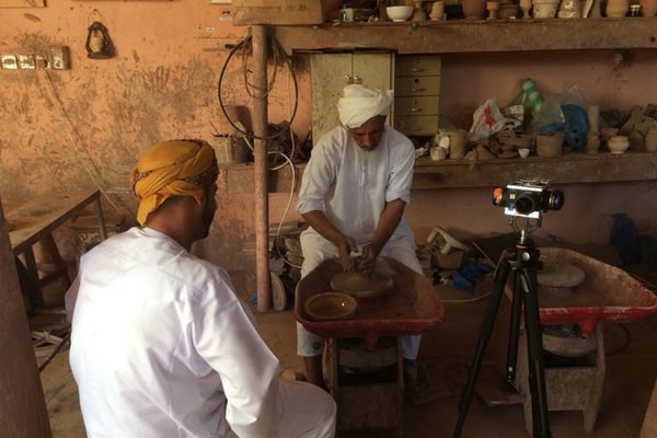VR camera being used to produce 360 film for pottery